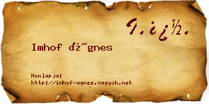 Imhof Ágnes névjegykártya